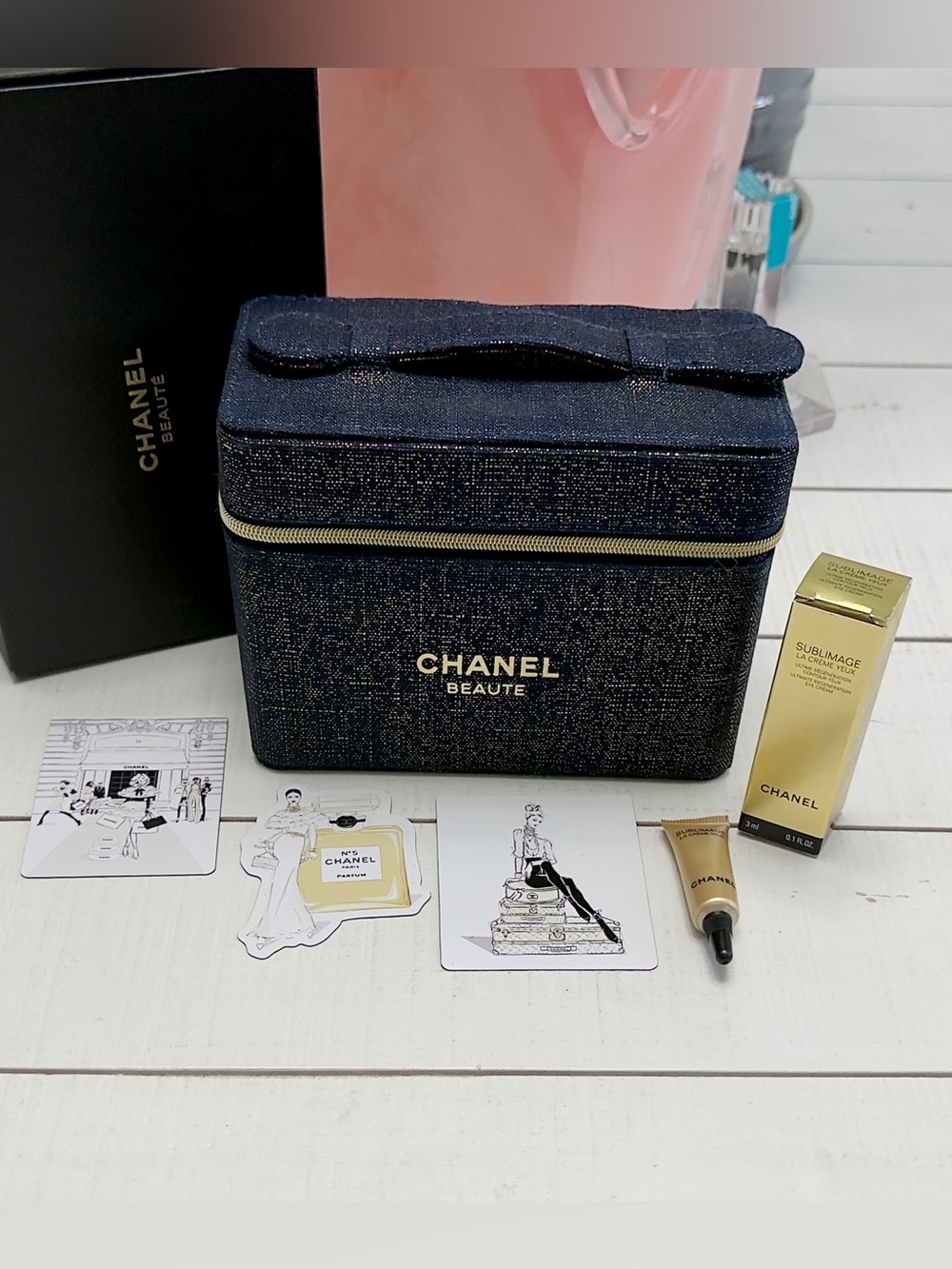 Bundle- Chanel Beaute Travel Cosmetic Vanity Makeup Bag